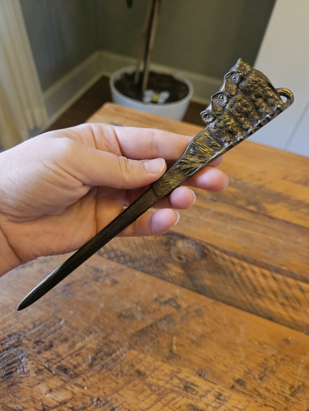 Vintage Solid Brass Owl Letter Opener